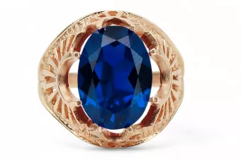 Pierścionek Vintage Biżuteria Szafir Oryginalny wyrób Vintage 14k z różowego złota vrc003r